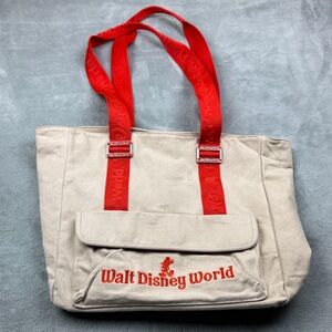 Disneyland Resort Walt Disney World Mickey Mouse Canvas Tote Bag  Beige/Orange